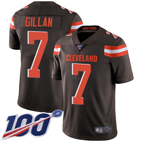 Cleveland Browns Jamie Gillan Men Brown Limited Jersey 7 NFL Football Home 100th Season Vapor Untouchable